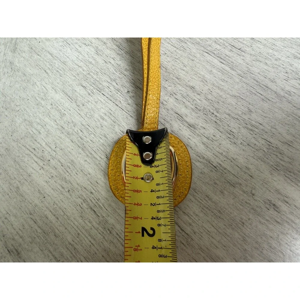 Vintage Joan Rivers Classics Mustard Yellow Leather Bag Charm Watch Square Gold